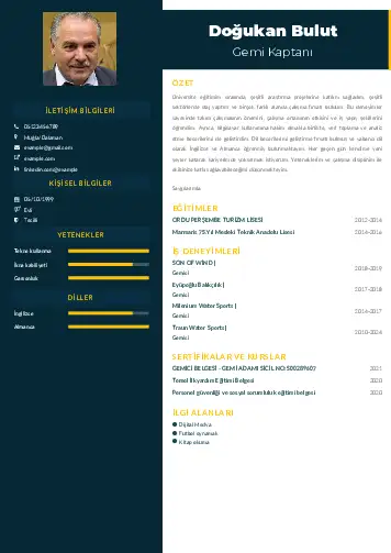 Gemi Kaptanı CV Örnekleri cv indir